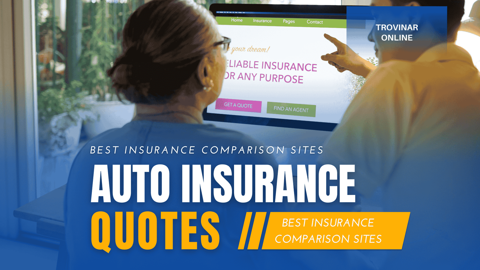 A user browsing car insurance comparison websites on a laptop, evaluating different coverage options and prices.